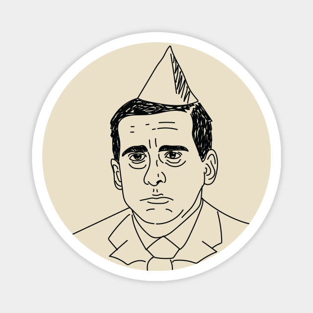 Michael Scott with Party Hat Magnet by FalconArt